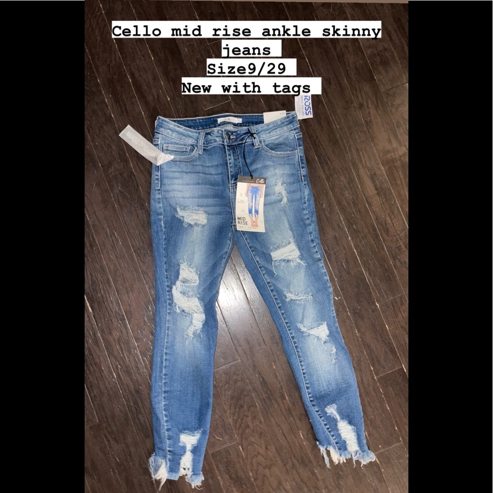 Cello mid rise ankle skinny jeans